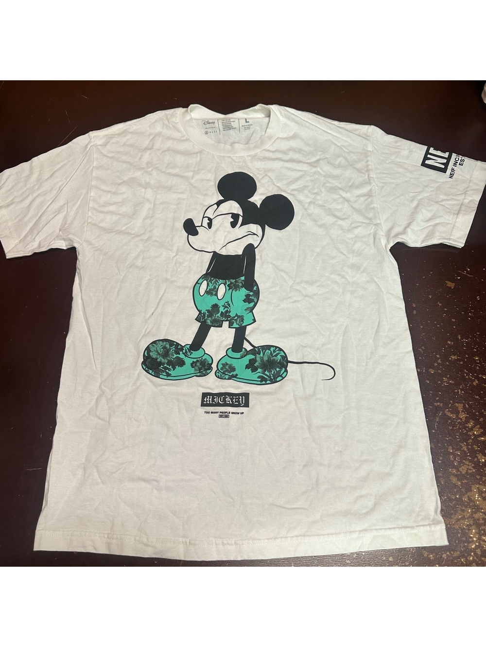 NEFF Mickey Mouse kala White, turquoise T-shirt, large